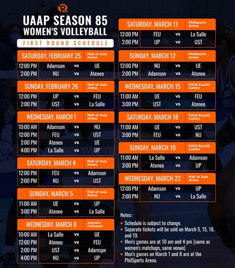 uaap women's volleyball schedule